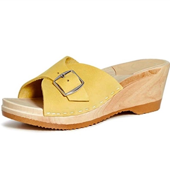 No. 6 Shoes - No.6 Abuela Mid Wedge Wooden Leather Clogs